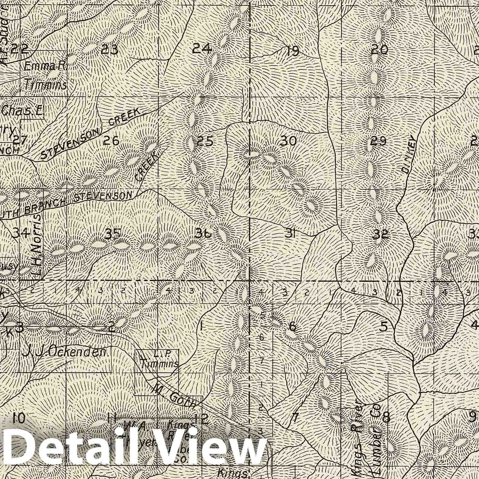Fresno County, California - Range 25-26E, Township 9-10S, 1891 Historical Map Print
