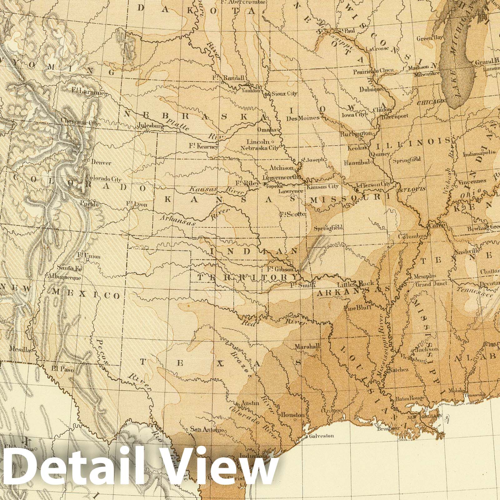 United States Hypsometric Map, 1874 - Historical Map Print