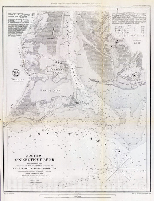 Historic Map : Chart Atlas - 1853 Mouth Connecticut River. - Vintage Wall Art
