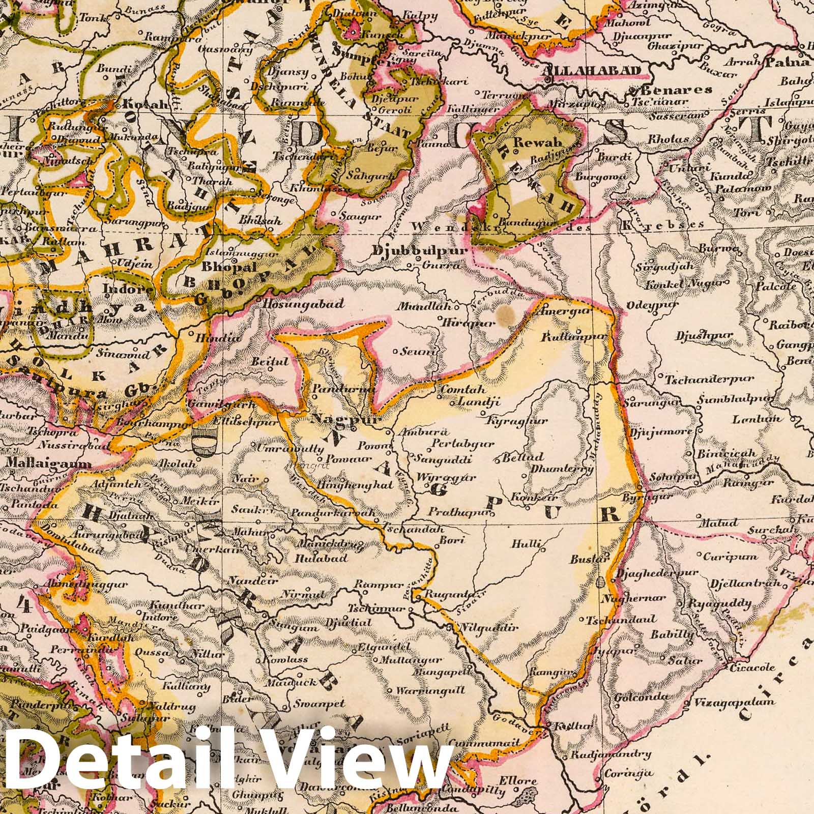 India and South Asia, 1855 - Historical Map Print