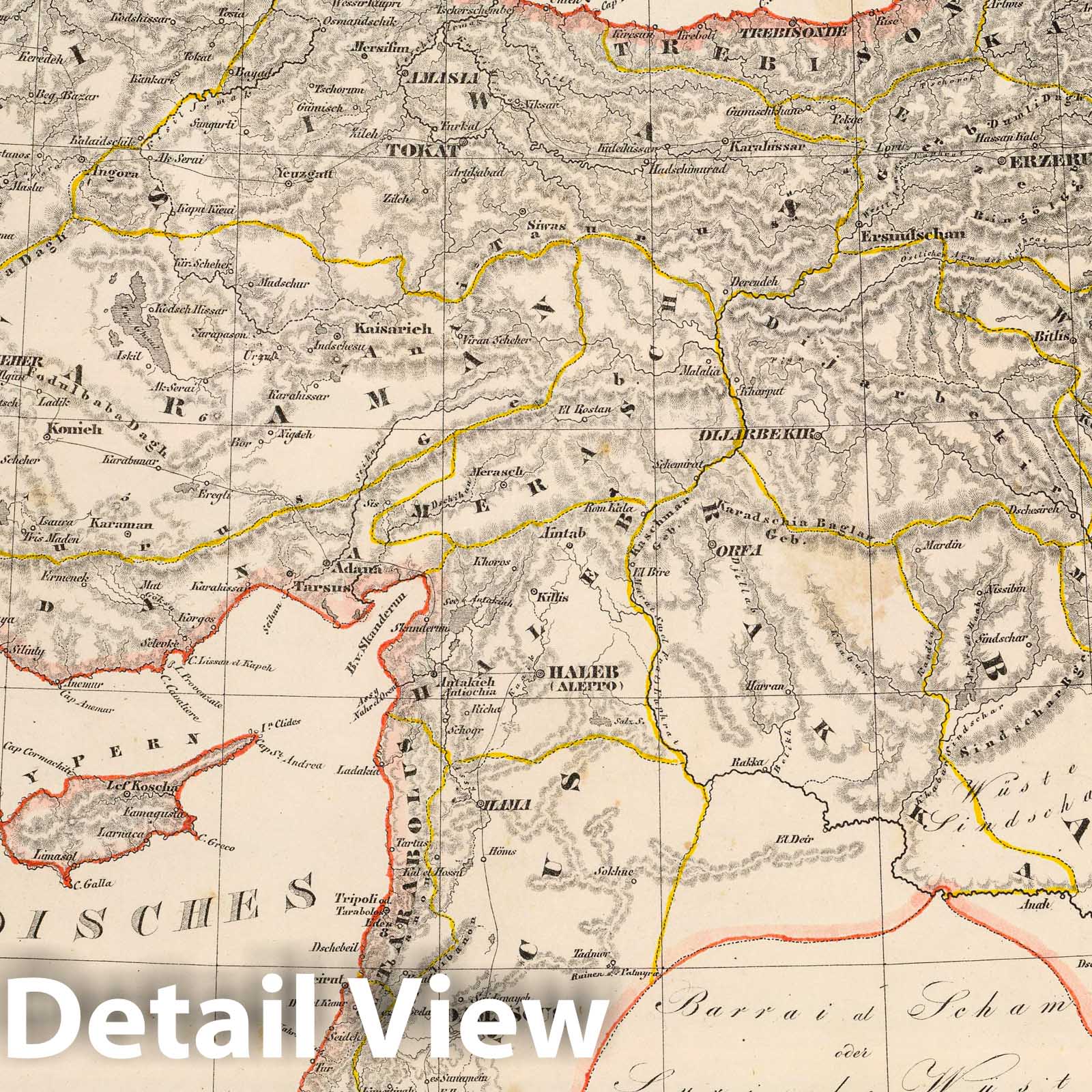 Asiatic Turkey (Syria and Turkey) 1855 Historical Map Print
