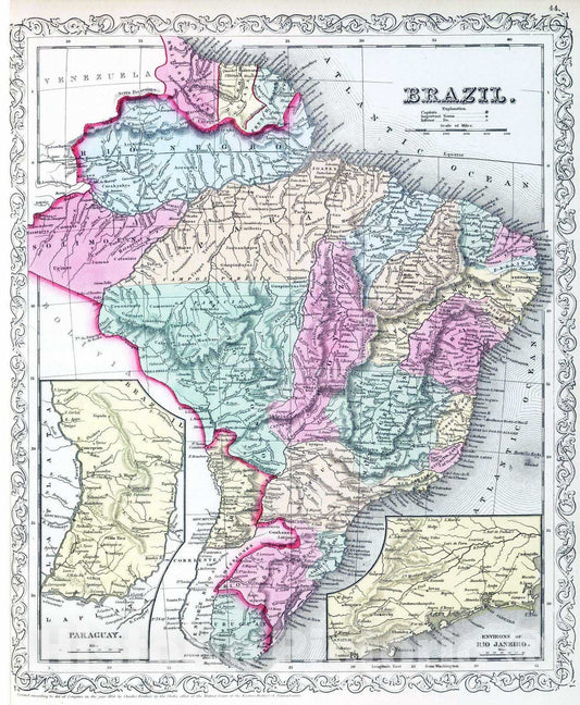 Historic Map : 1859 Brazil. - Vintage Wall Art