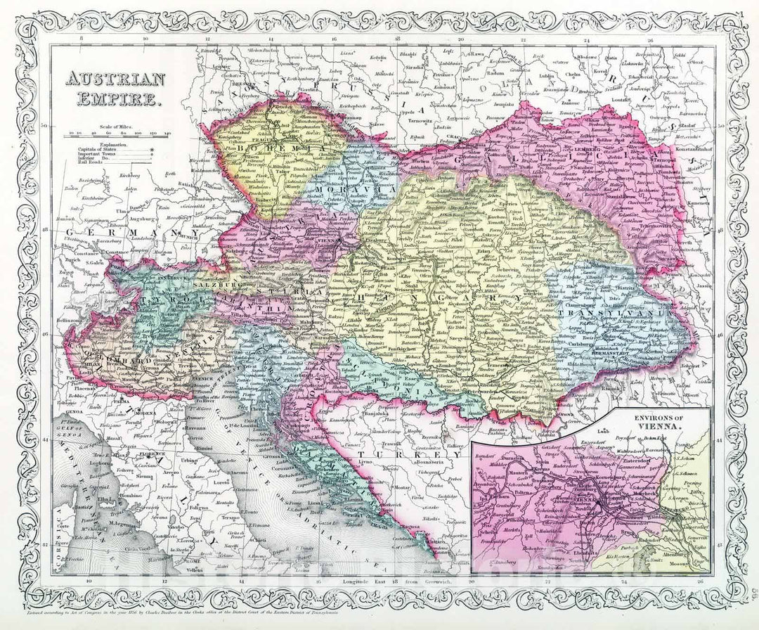 Historic Map : 1859 Austrian Empire. - Vintage Wall Art