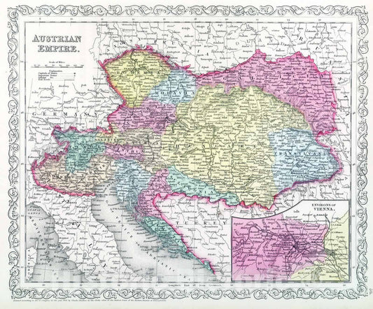 Historic Map : 1859 Austrian Empire. - Vintage Wall Art