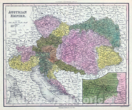 Historic Map : 1845 Austrian Empire. - Vintage Wall Art