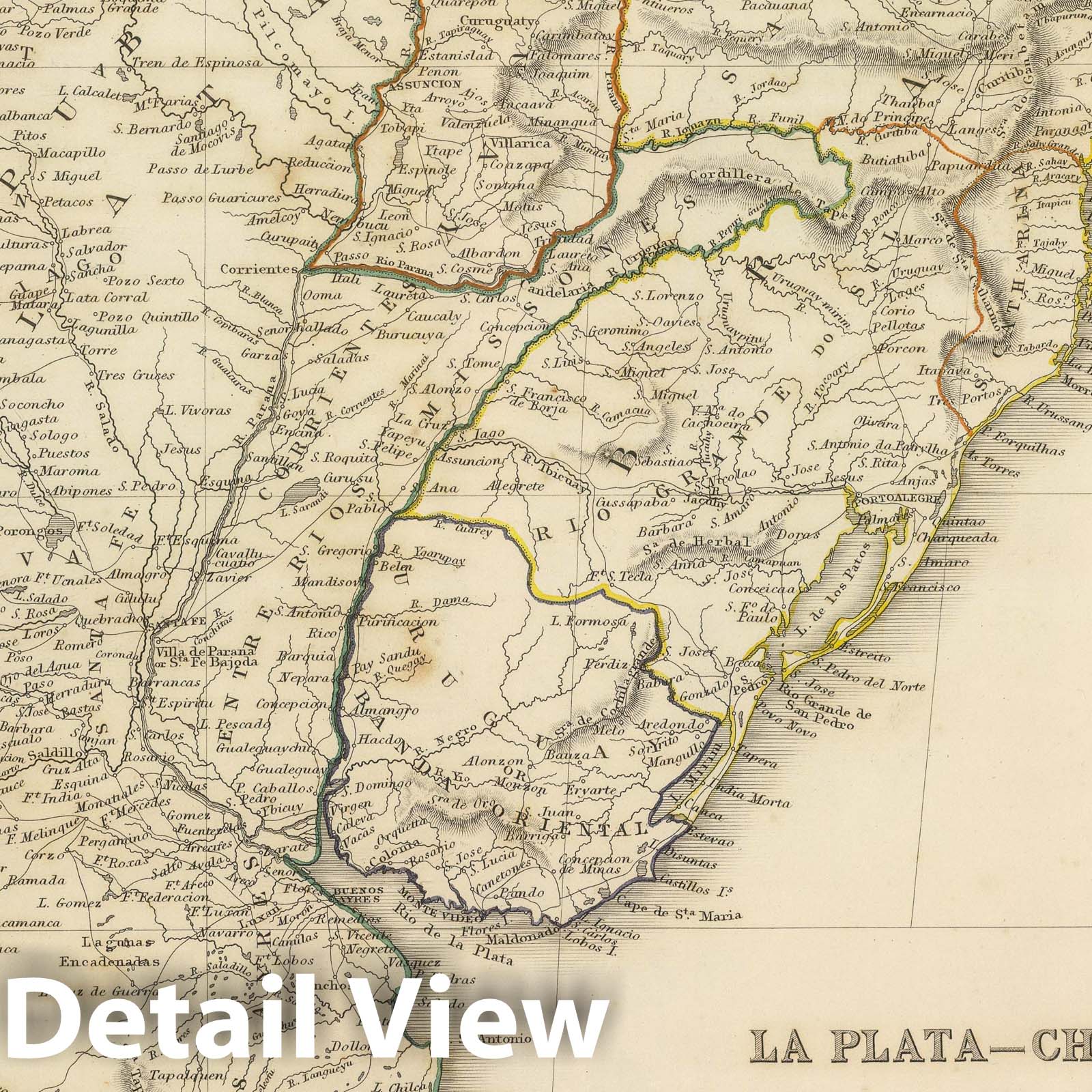 La Plata, Chile, and Southern Brazil 1848 Historical Map Print