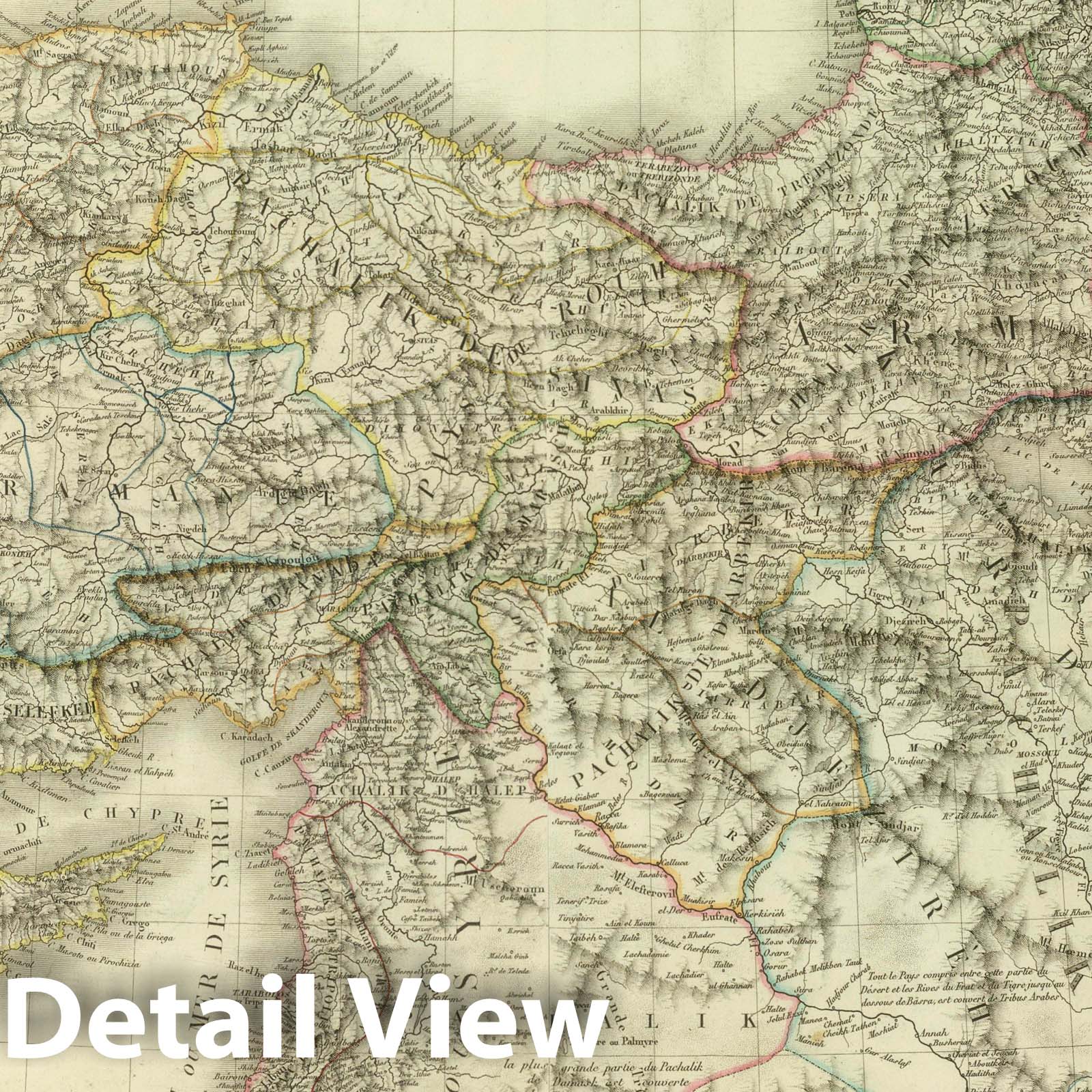 Asian Turkey, Persia to Tehran, and Caucasus Region 1824 Historical Map Print