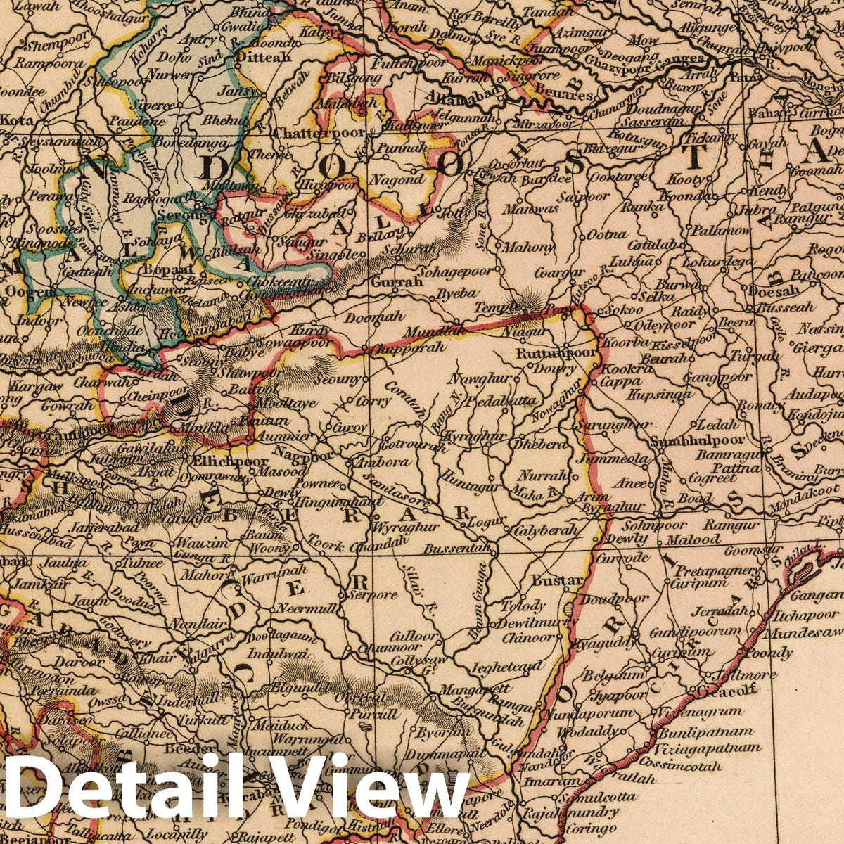 India - River Map, 1825 - Historical Map Print