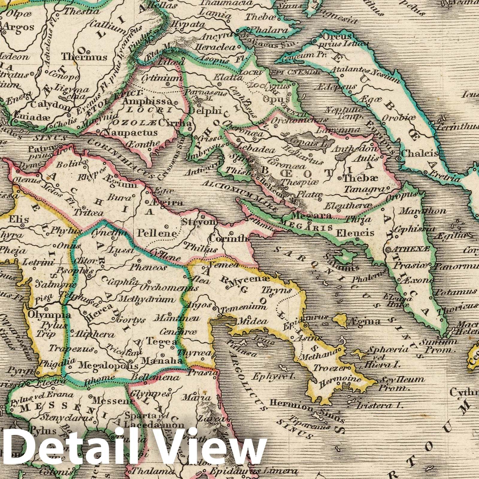 Ancient Greece - Boundary Map, 1824 - Historical Map Print