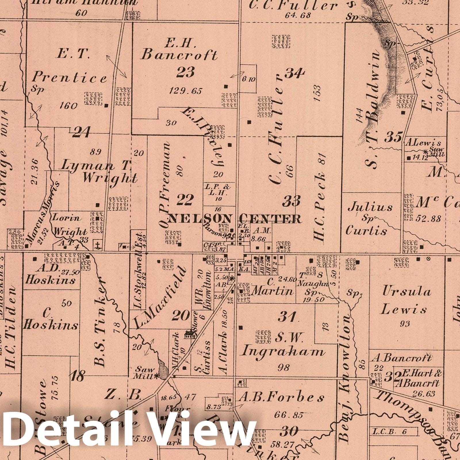Nelson Township, Portage County, Ohio - Property Map, 1874 - Historical Map Print
