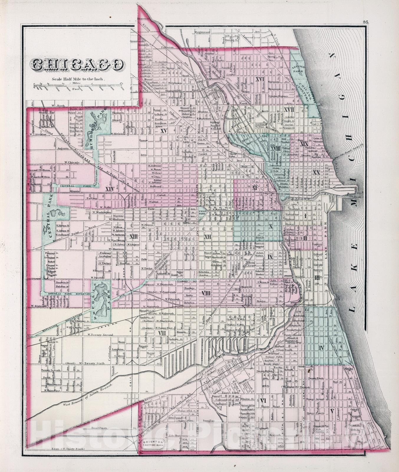 Historic Map : 1878 Chicago. - Vintage Wall Art