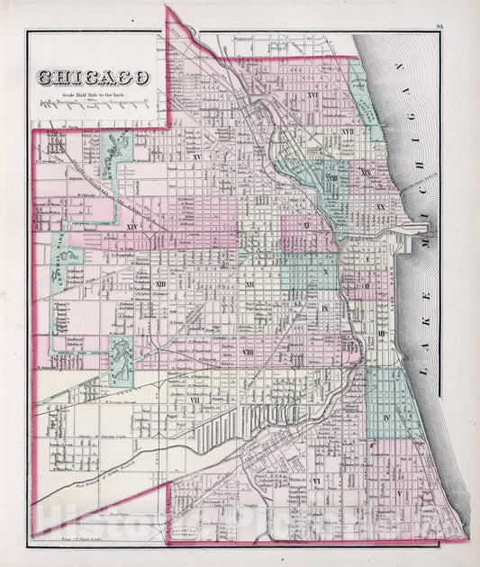 Historic Map : 1878 Chicago. - Vintage Wall Art