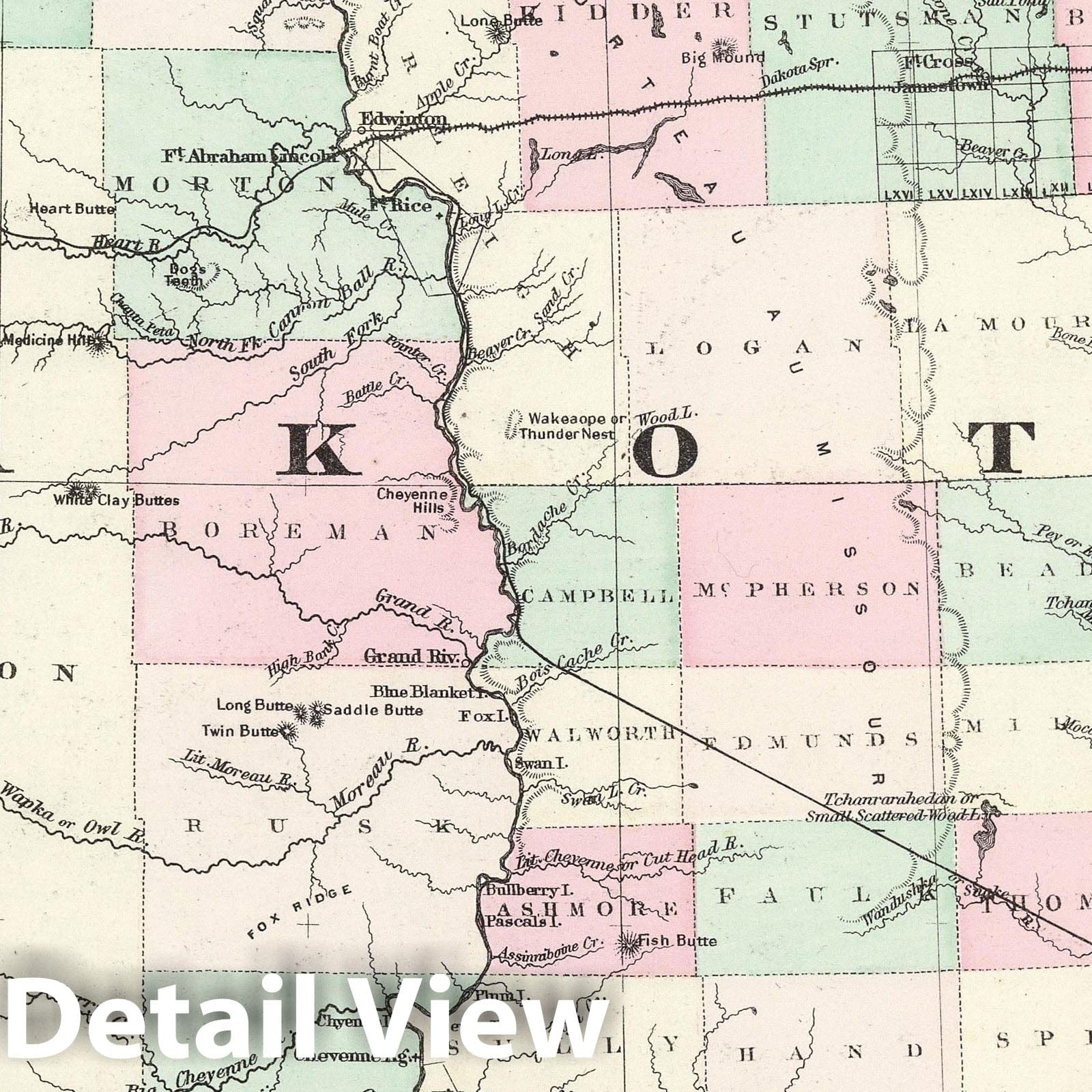 Dakota, 1874 - Historical Map Print from Colton's General Atlas