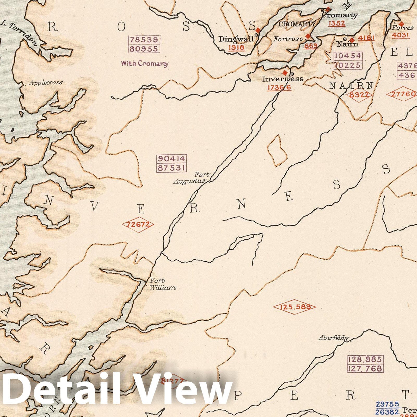 Scotland 1881 Population Statistical Map - Historical Atlas Reproduction