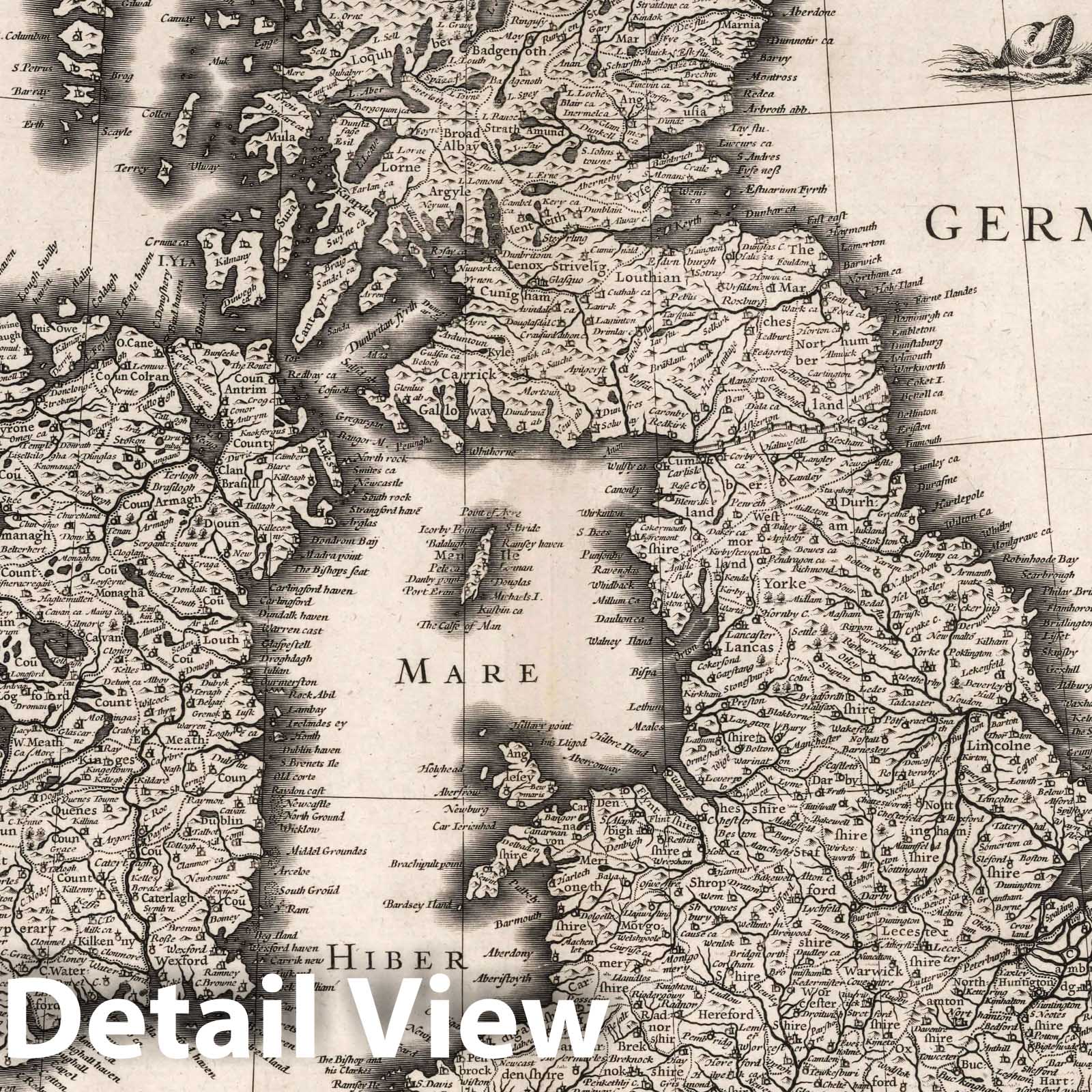 Great Britain and Ireland 1630 Historical Map Print