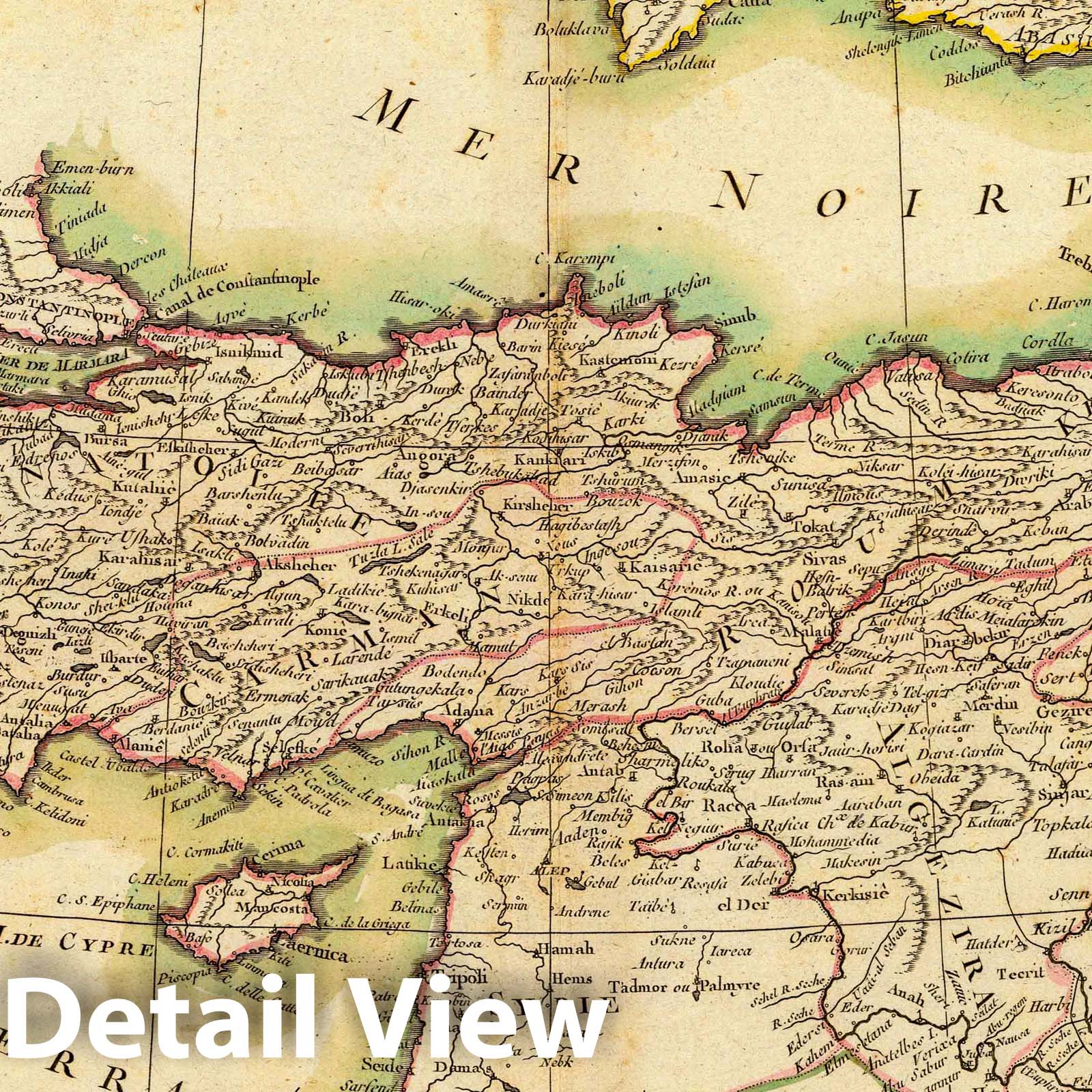 Turkey in Asia, Anatolia, Caucasus, and Syria - Boundary Map, 1791