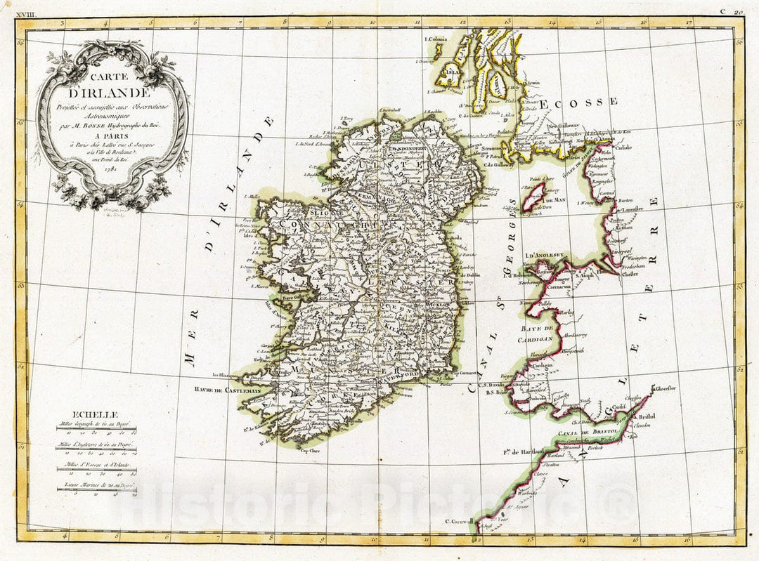 Historic Map : Scotland, 1787 Ecosse. , Vintage Wall Art