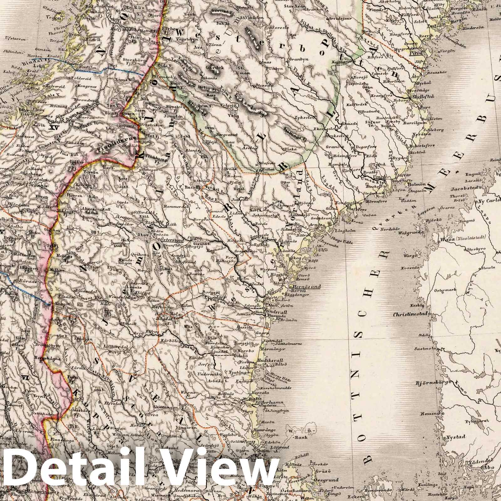 Sweden and Norway, 1879 - Historical Map Print