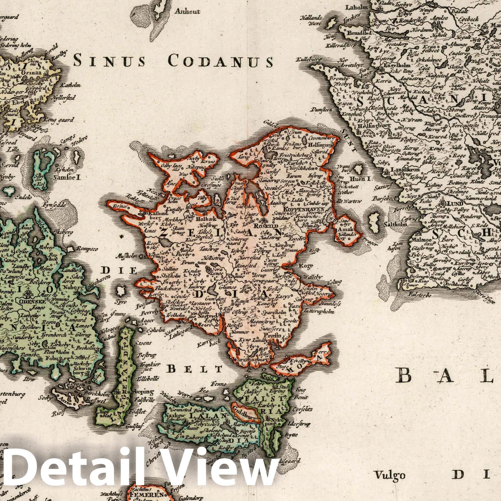Denmark, 1752 - Historical Map Print from Homann's Atlas Scholasticus