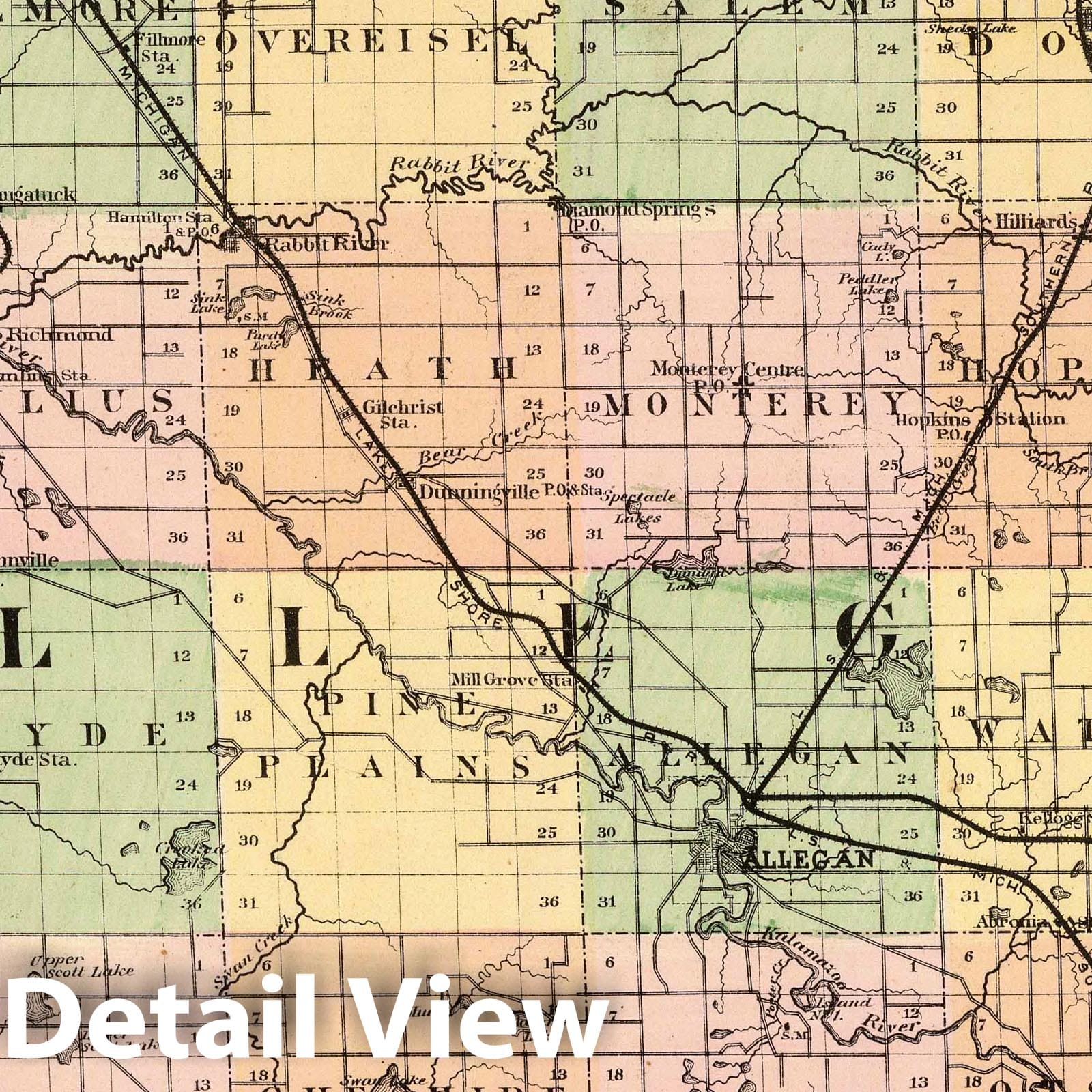 Allegan County, Michigan - Railroad Map, 1873