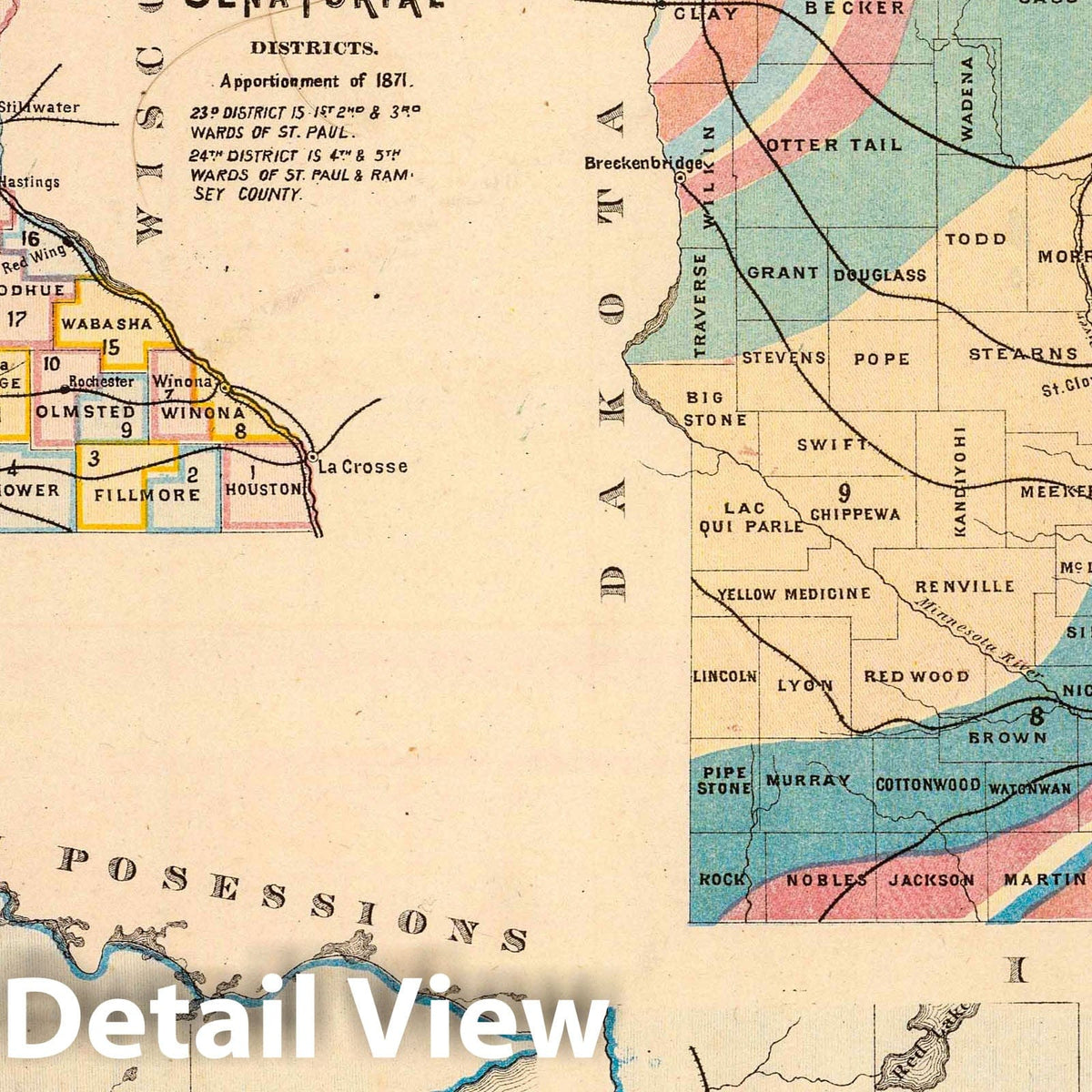 Minnesota Geological Map 1874 - Historical Map Print