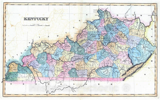 Historic Map : 1823 Kentucky. - Vintage Wall Art