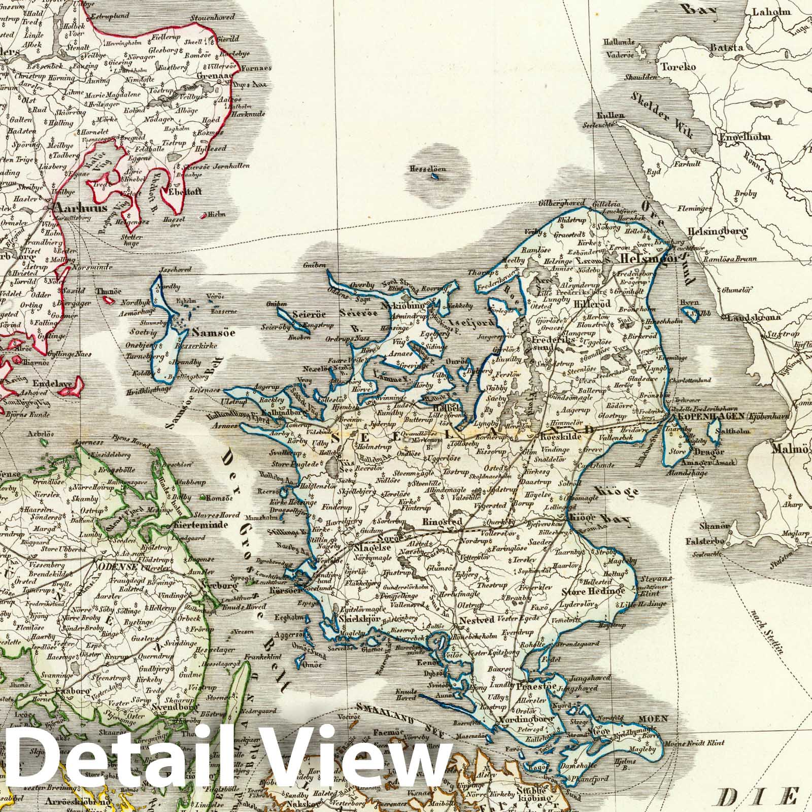 Denmark, Iceland, and Faroe Islands 1856 Historical Map Print