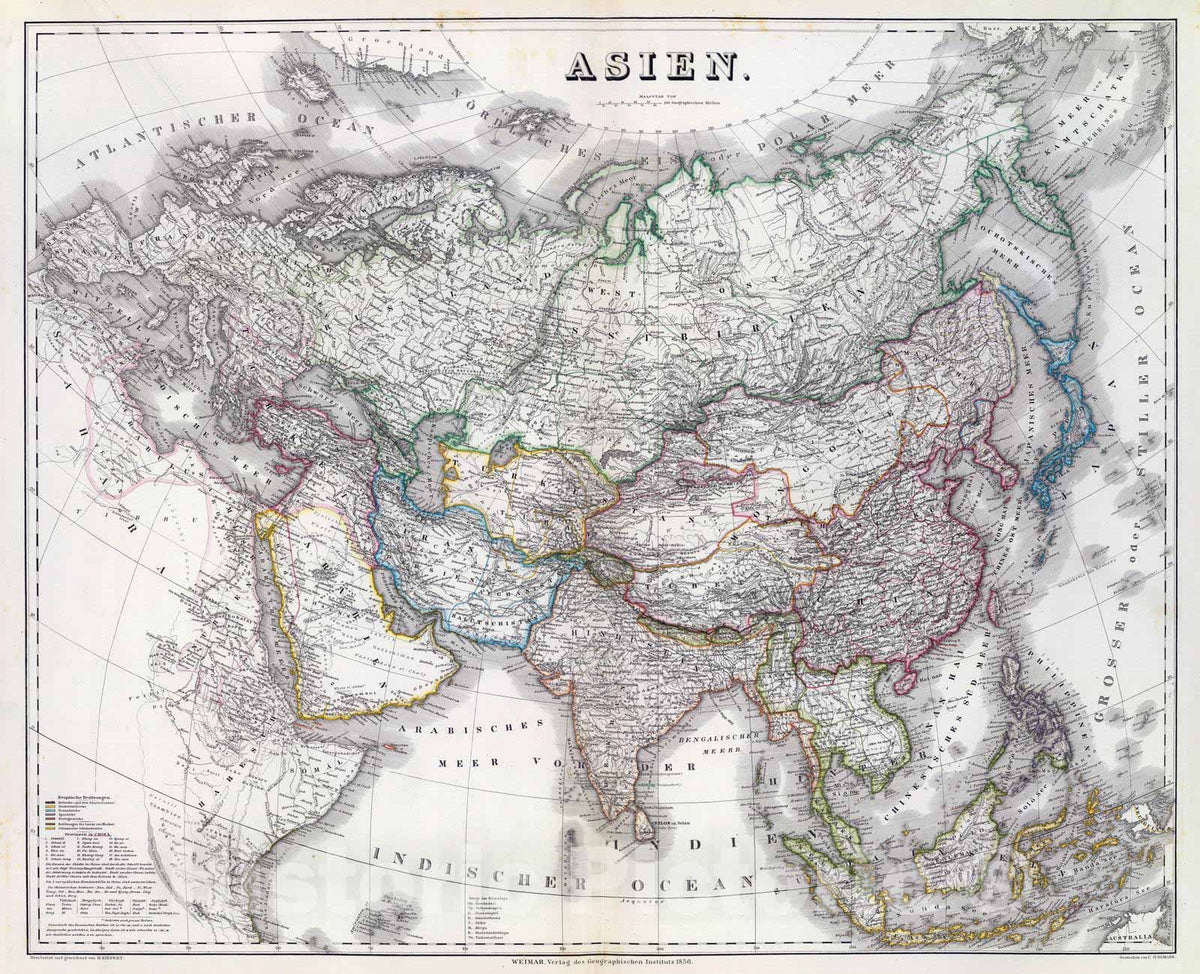 Historic Map : 1856 Asien. - Vintage Wall Art
