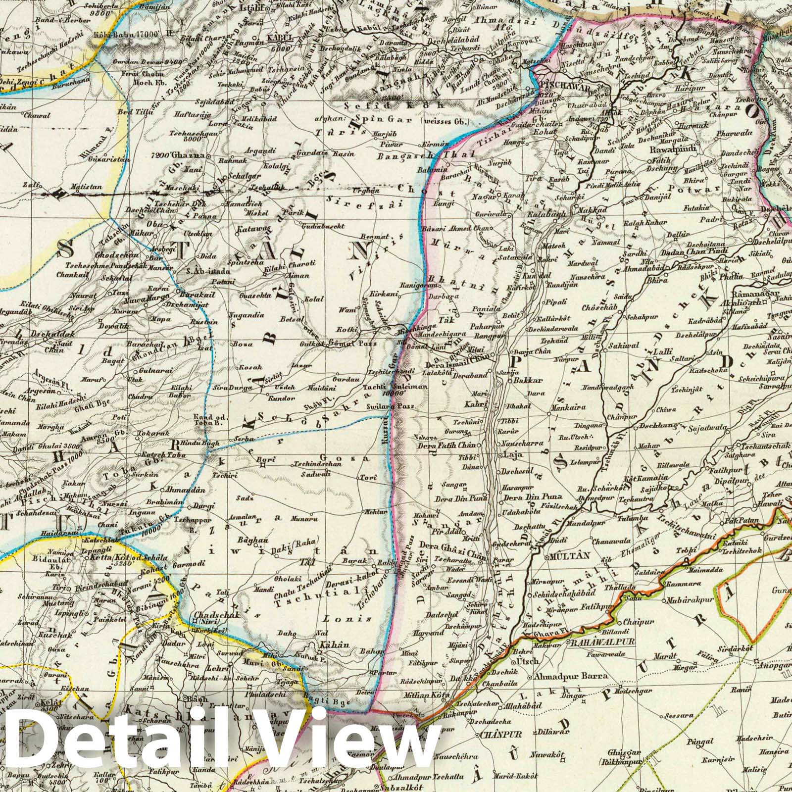 India, Afghanistan, and South Turkestan, 1855 - Historical Map Print