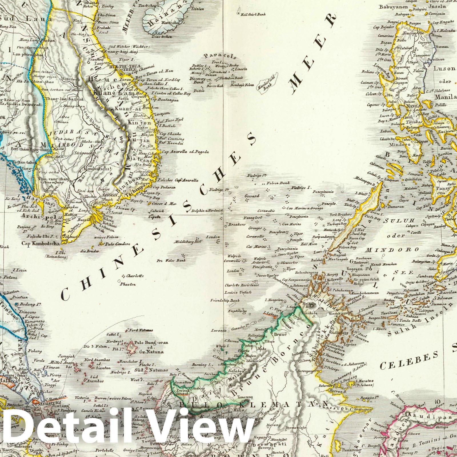 Southeast Asia and the East Indies, 1855 - Historical Map Print