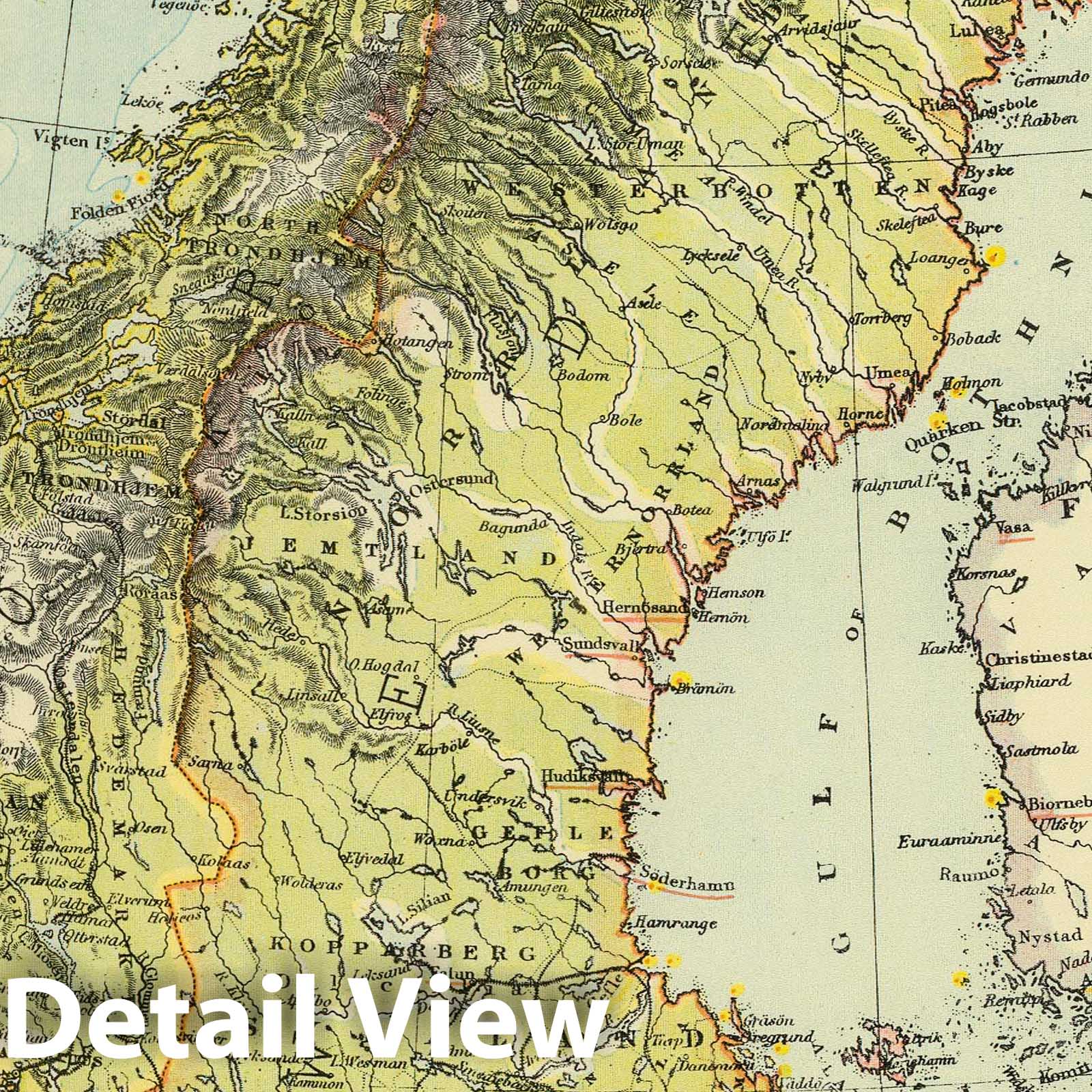 Sweden, Norway, and Denmark - Railroad Map, 1883 - Historical Map Print