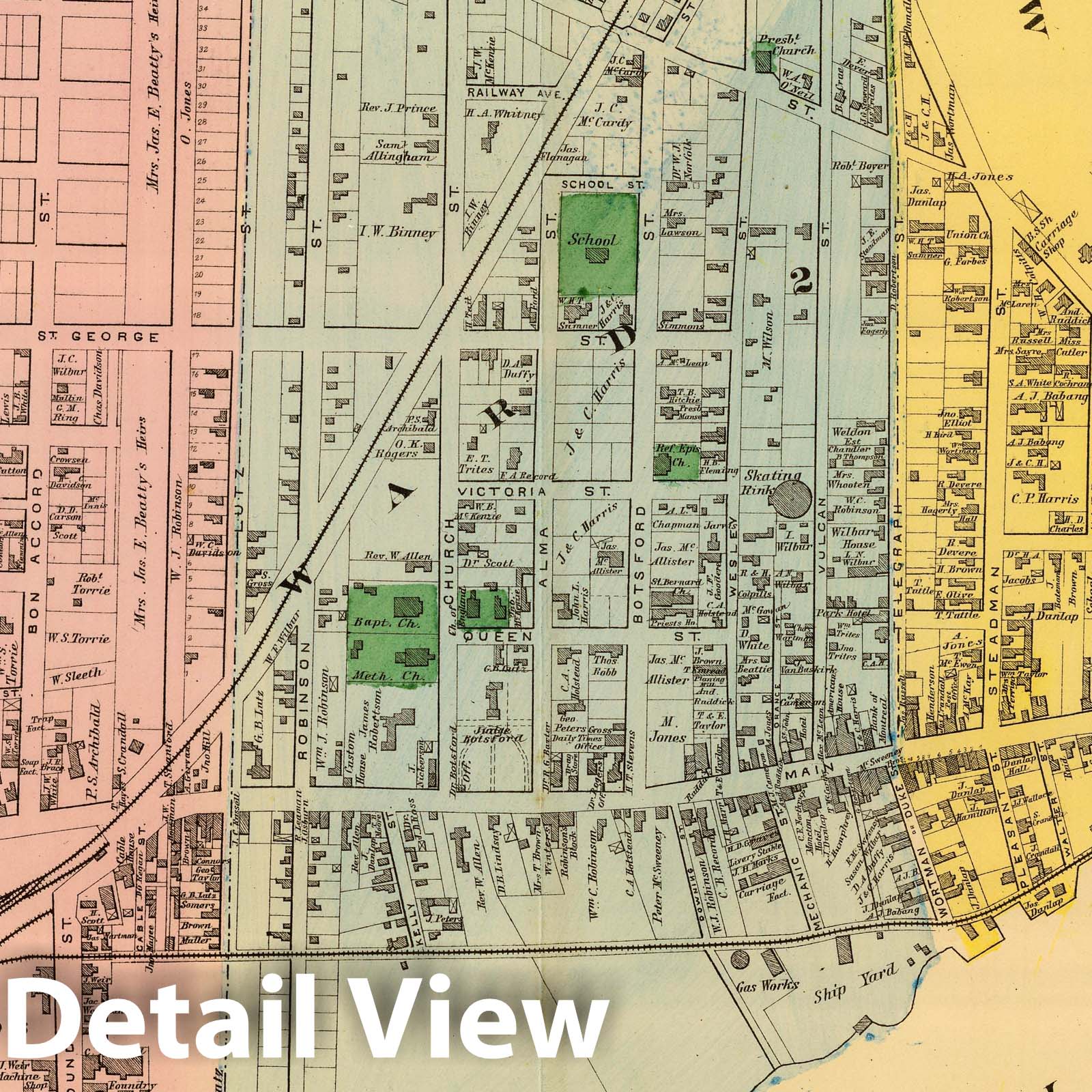 Moncton, New Brunswick - Railroad Map, 1878 - Historical Map Print