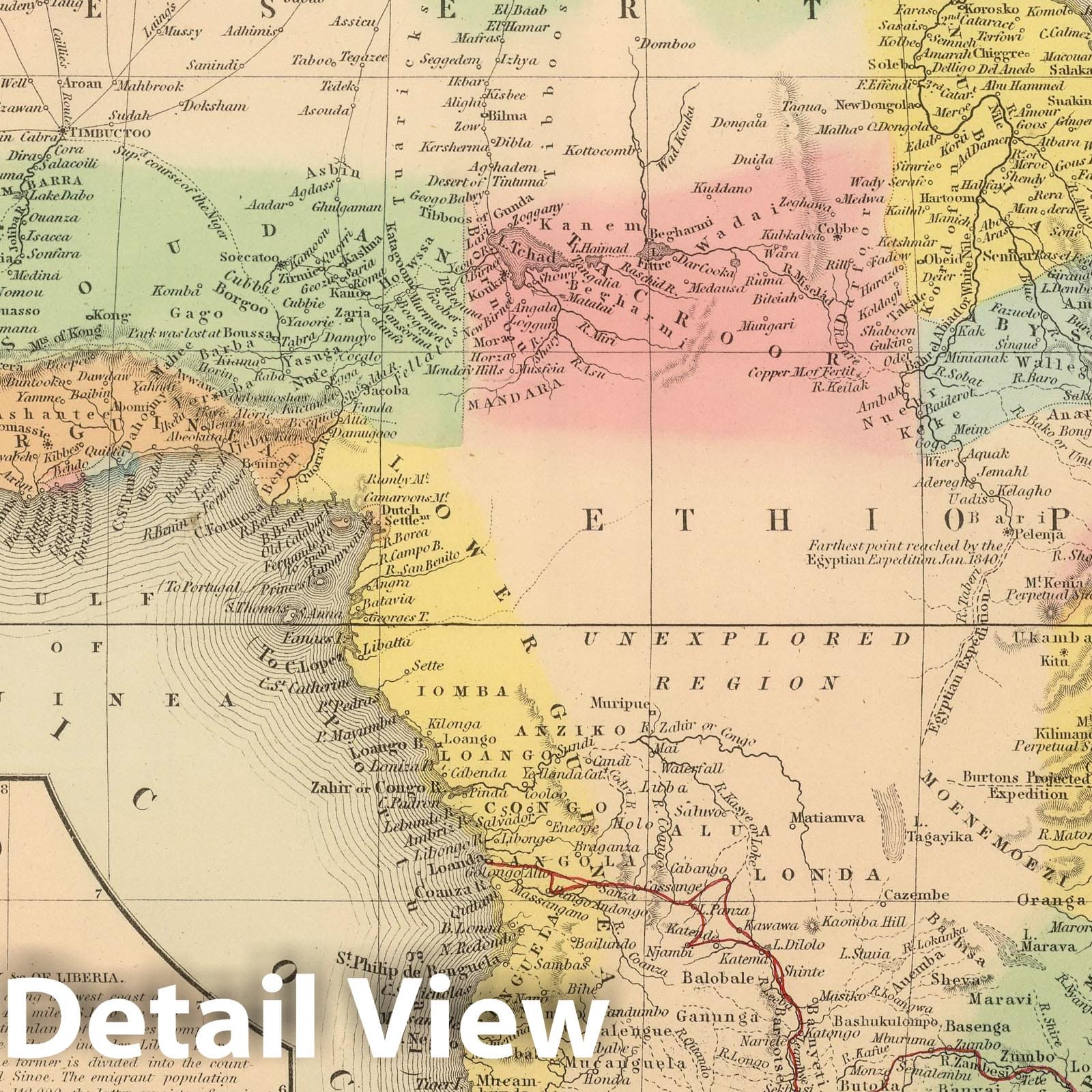 Africa - Railroad Map, 1859 - Mitchell's New Universal Atlas