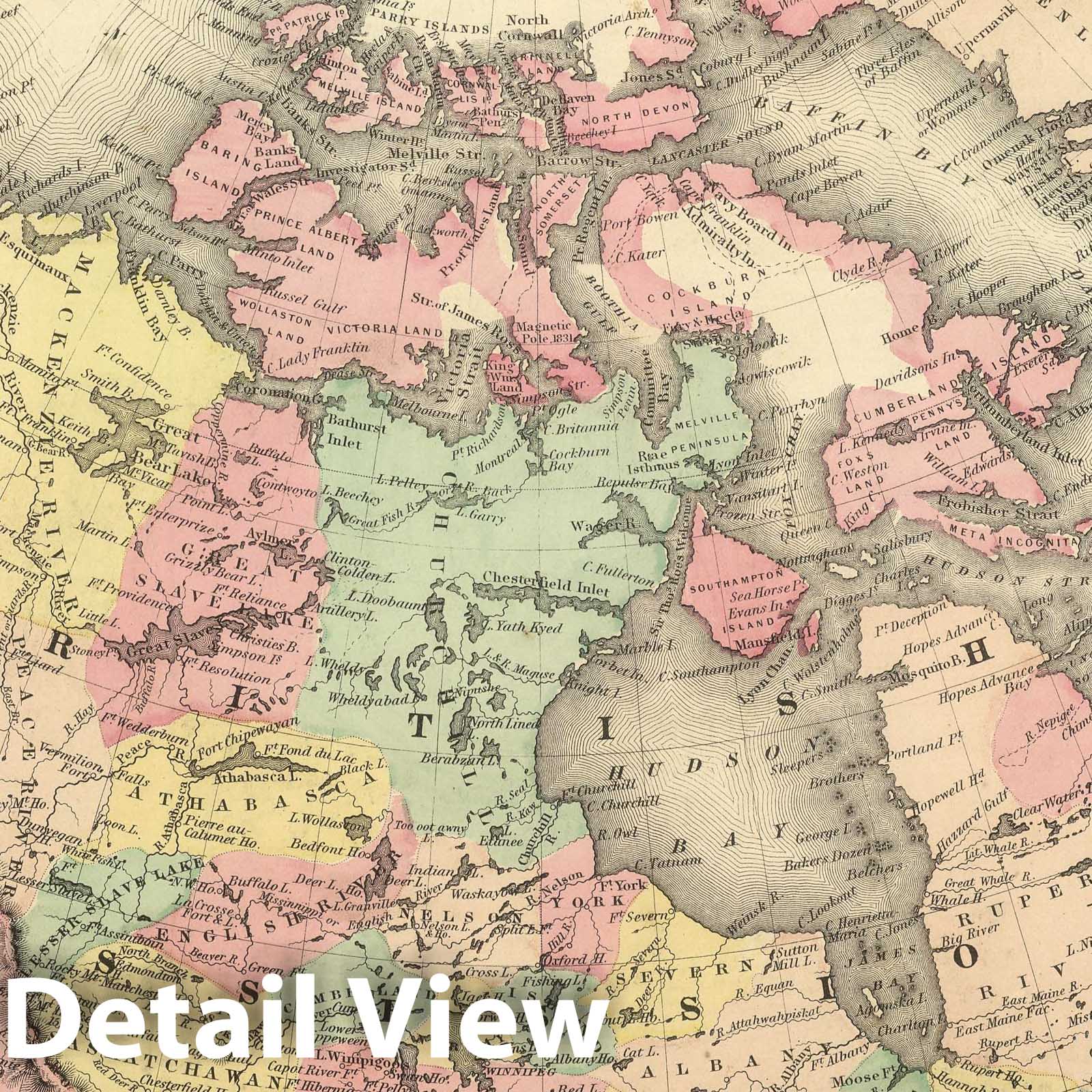 Northern America, British, Russian & Danish Possessions - Physical Map, 1857
