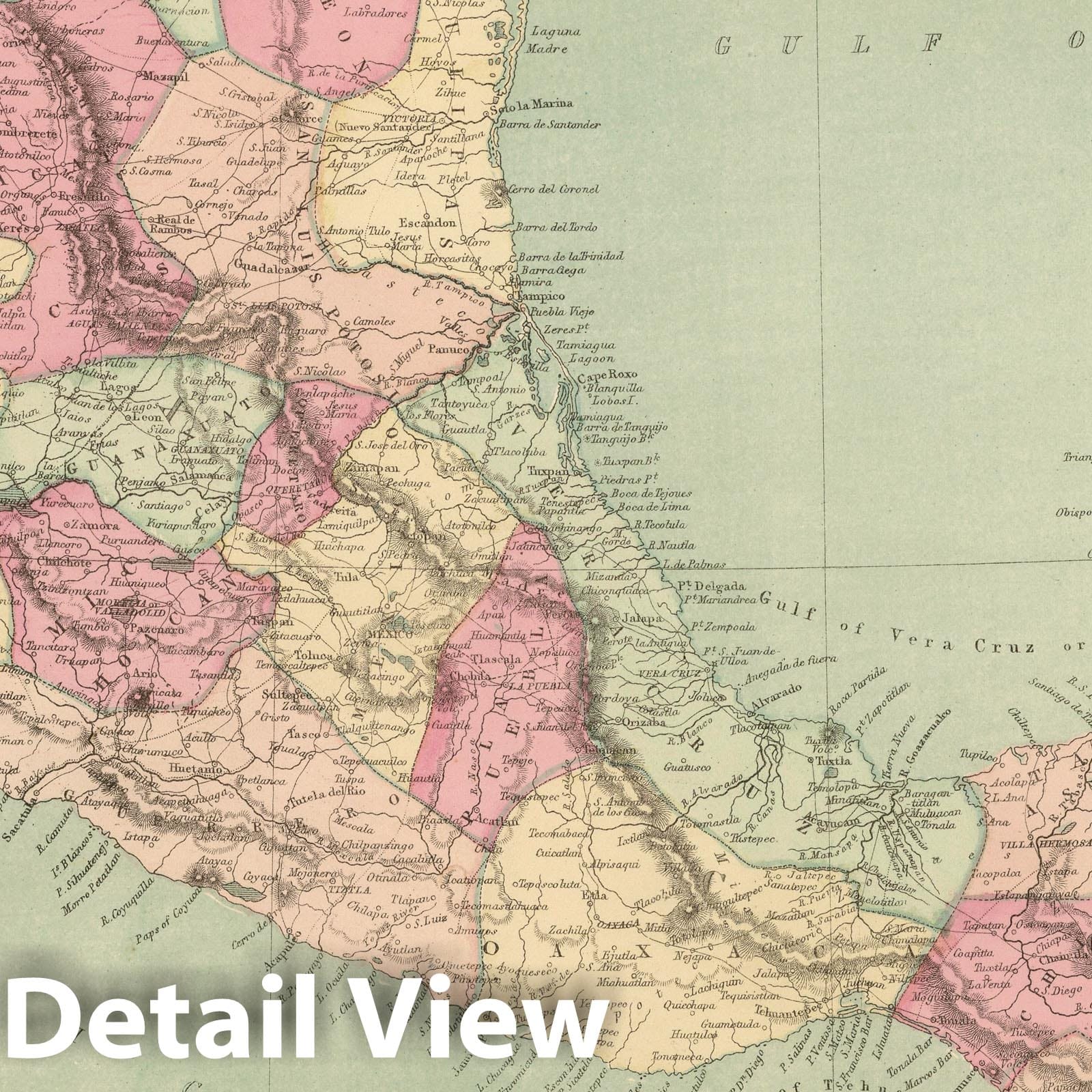 Mexico, Guatemala, Honduras, and San Salvador, 1873 - Historical Map Print