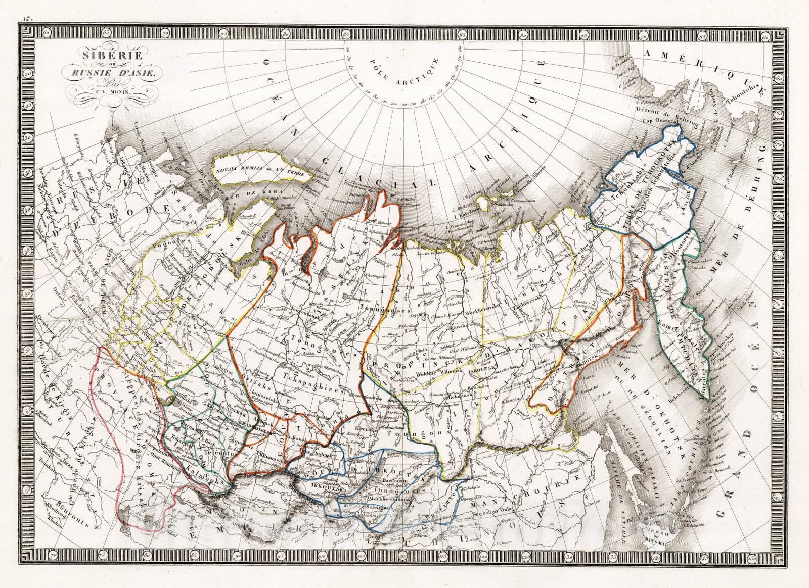 Historic Map : Russian Federation, 1839 Siberie ou Russie d'Asie. , Vintage Wall Art
