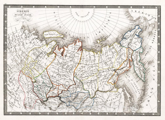 Historic Map : Russian Federation, 1839 Siberie ou Russie d'Asie. , Vintage Wall Art