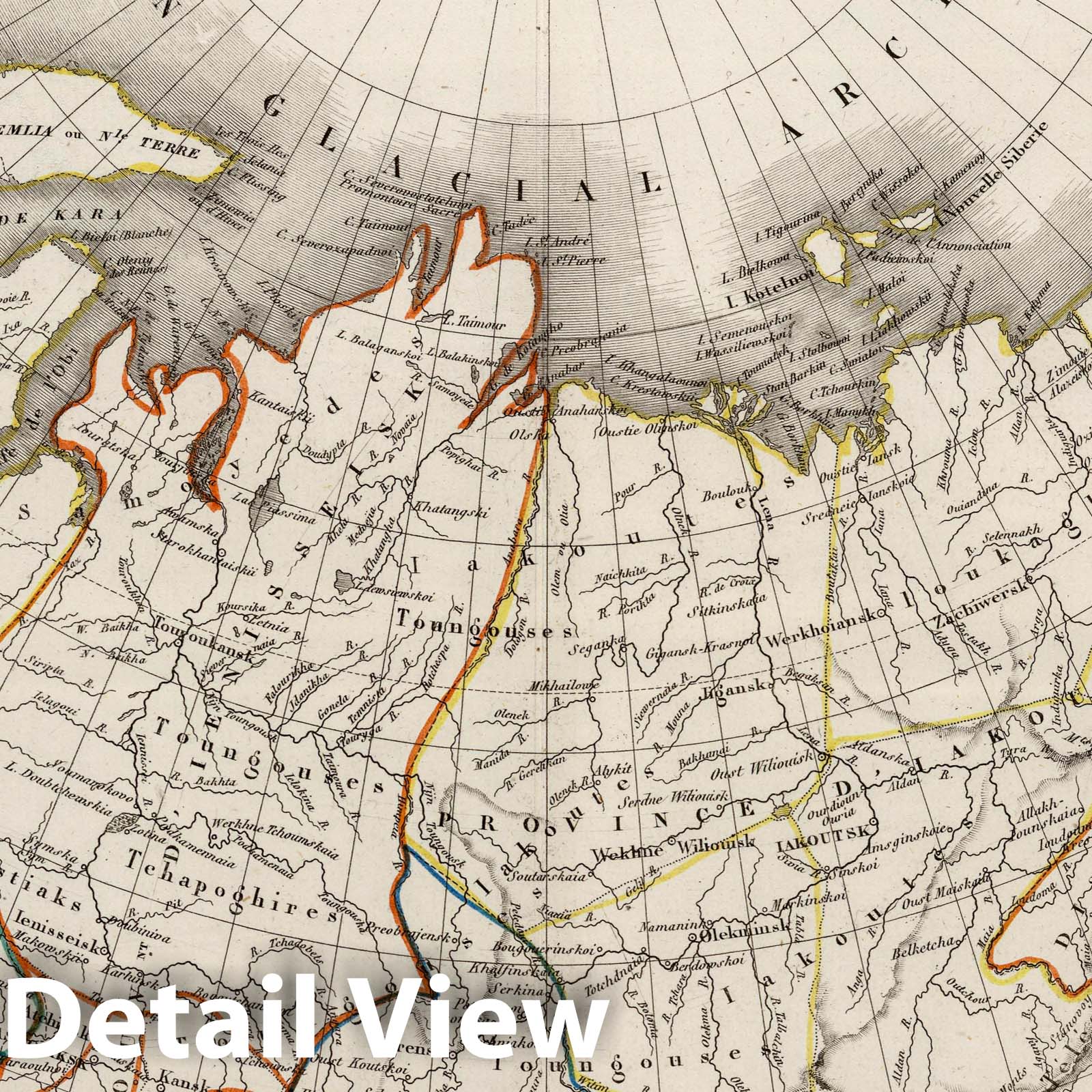 Siberia (Russian Asia) 1839 Historical Map Print