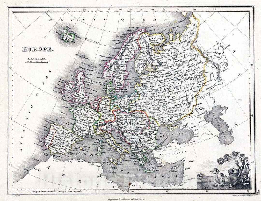 Historic Map : 1824 Europe : Vintage Wall Art