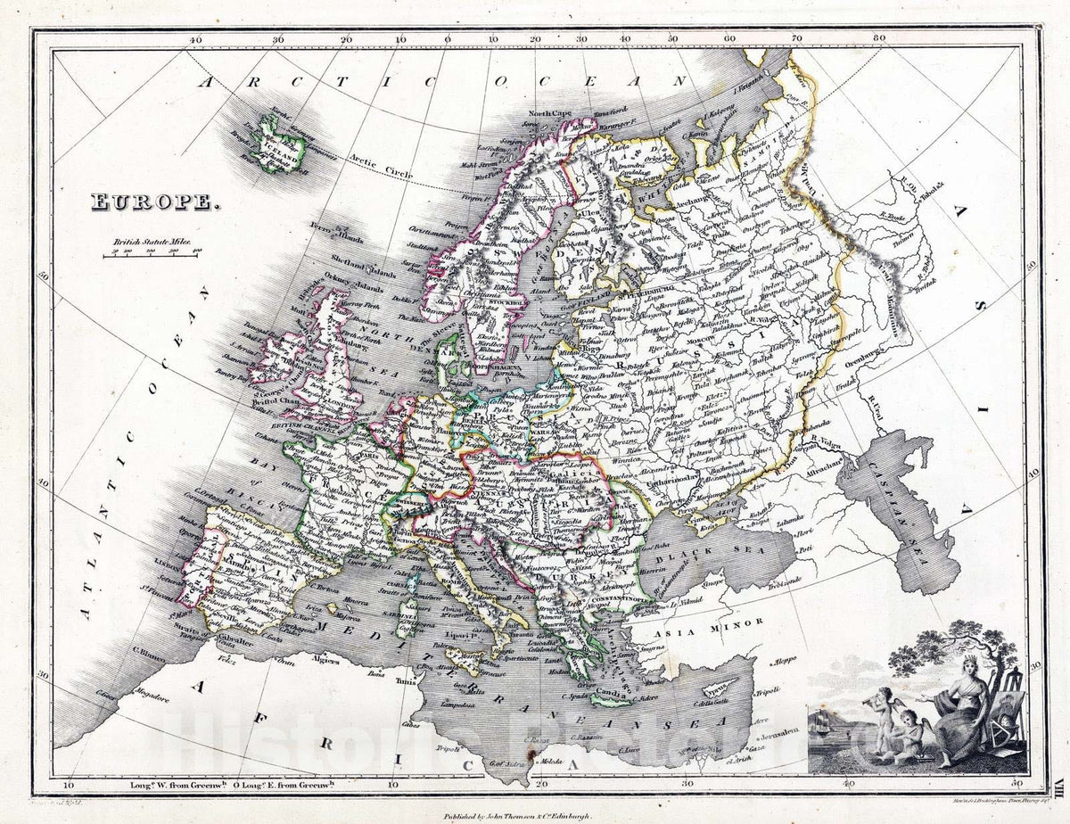 Historic Map : 1824 Europe : Vintage Wall Art