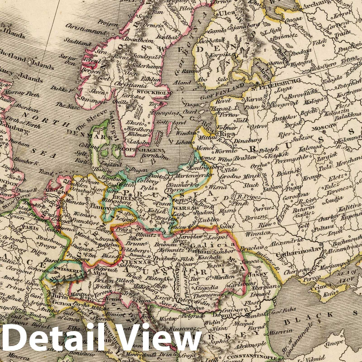 Europe - Boundary Map, 1824 - Historical Map Print