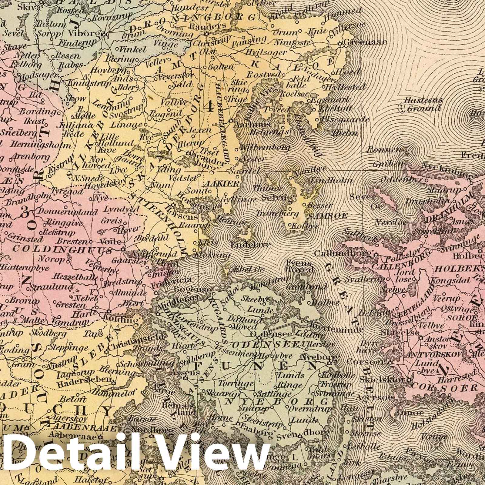 Denmark, 1853 - Historical Map Print