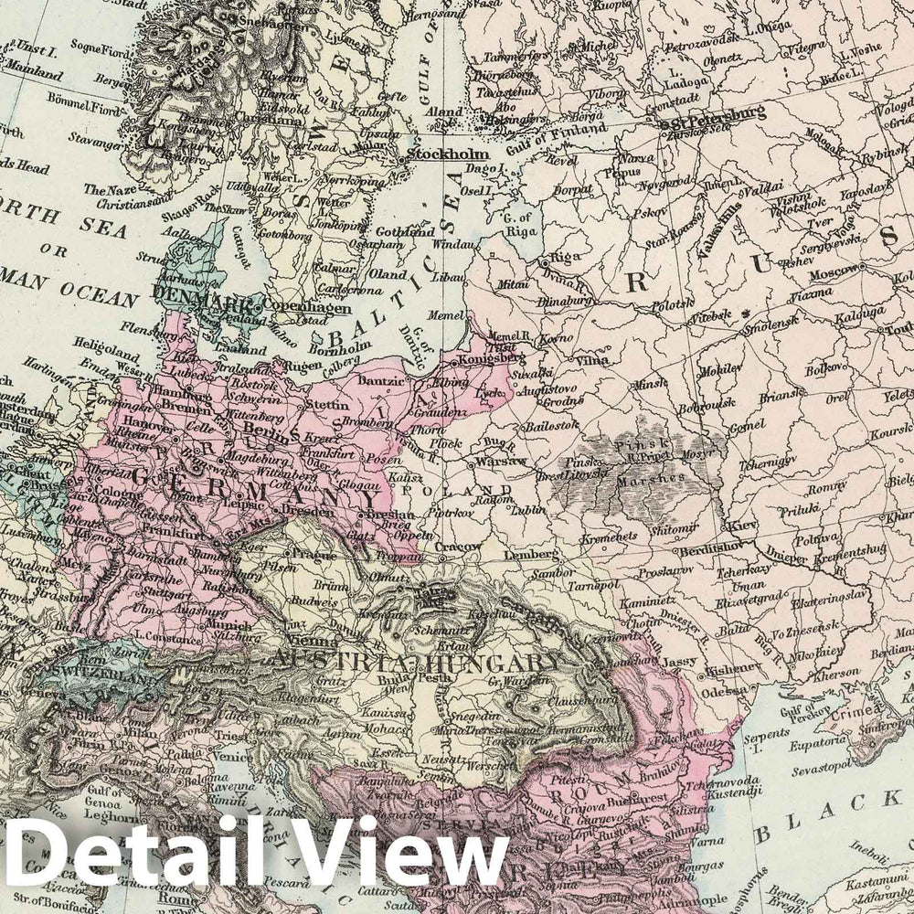 Historic Wall Map : 1878 Europe. - Vintage Wall Art
