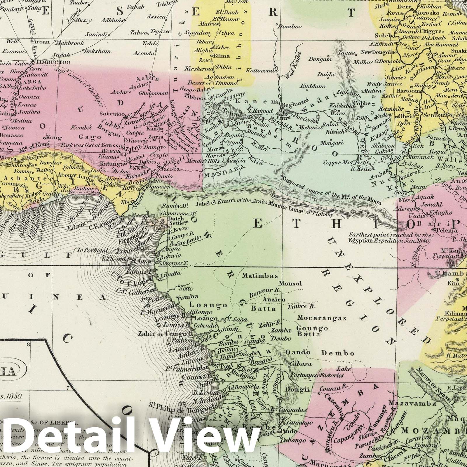 Africa and Liberia 1855 - Hand-Colored Historical Map Print