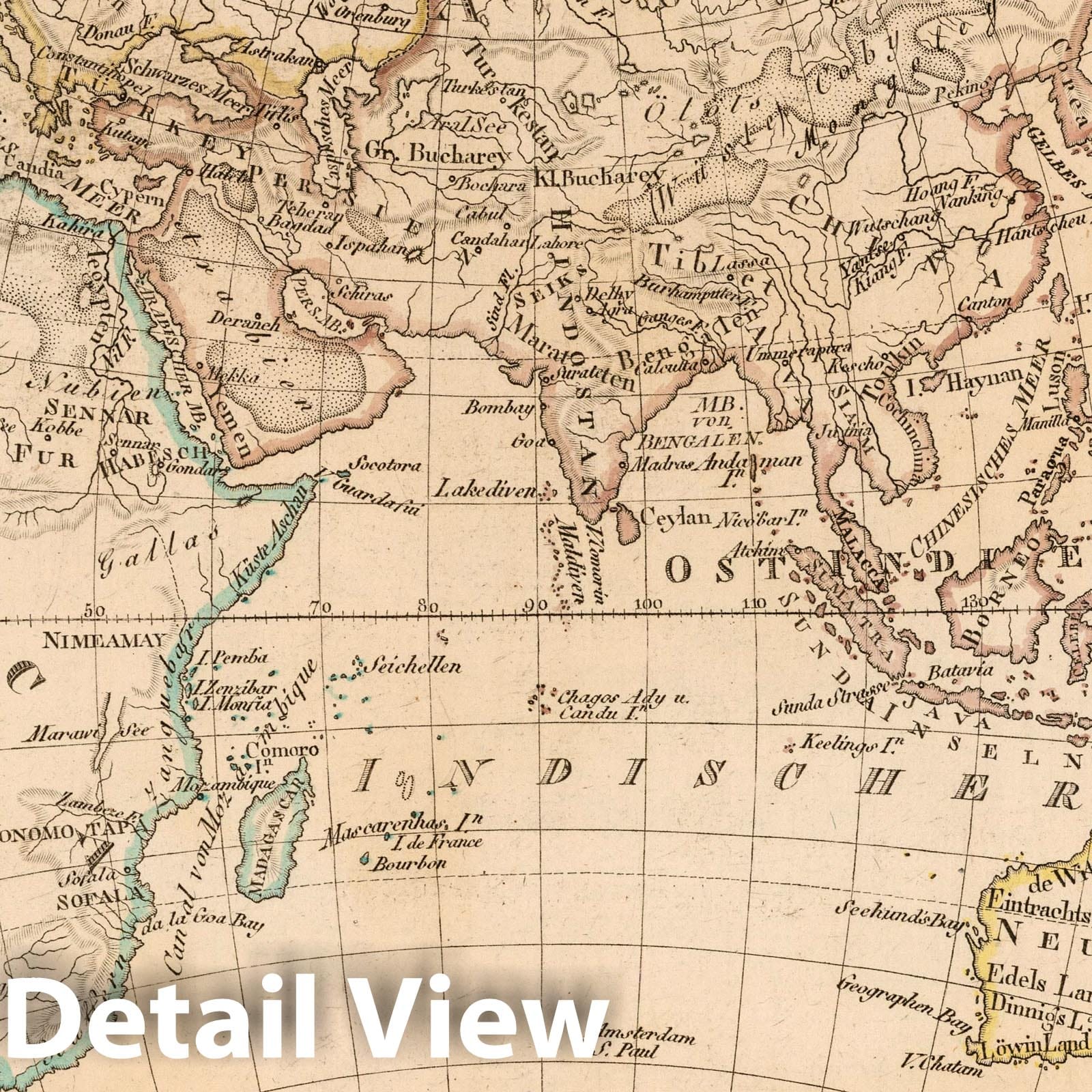 Eastern Hemisphere - Plate No. 7, 1833 - Stieler Hand-Atlas Historical Map Print