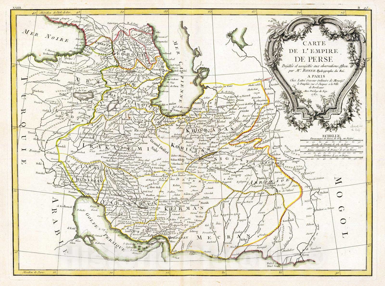 Historic Map : Iran; Iraq, Caucasus 1787 Perse. , Vintage Wall Art