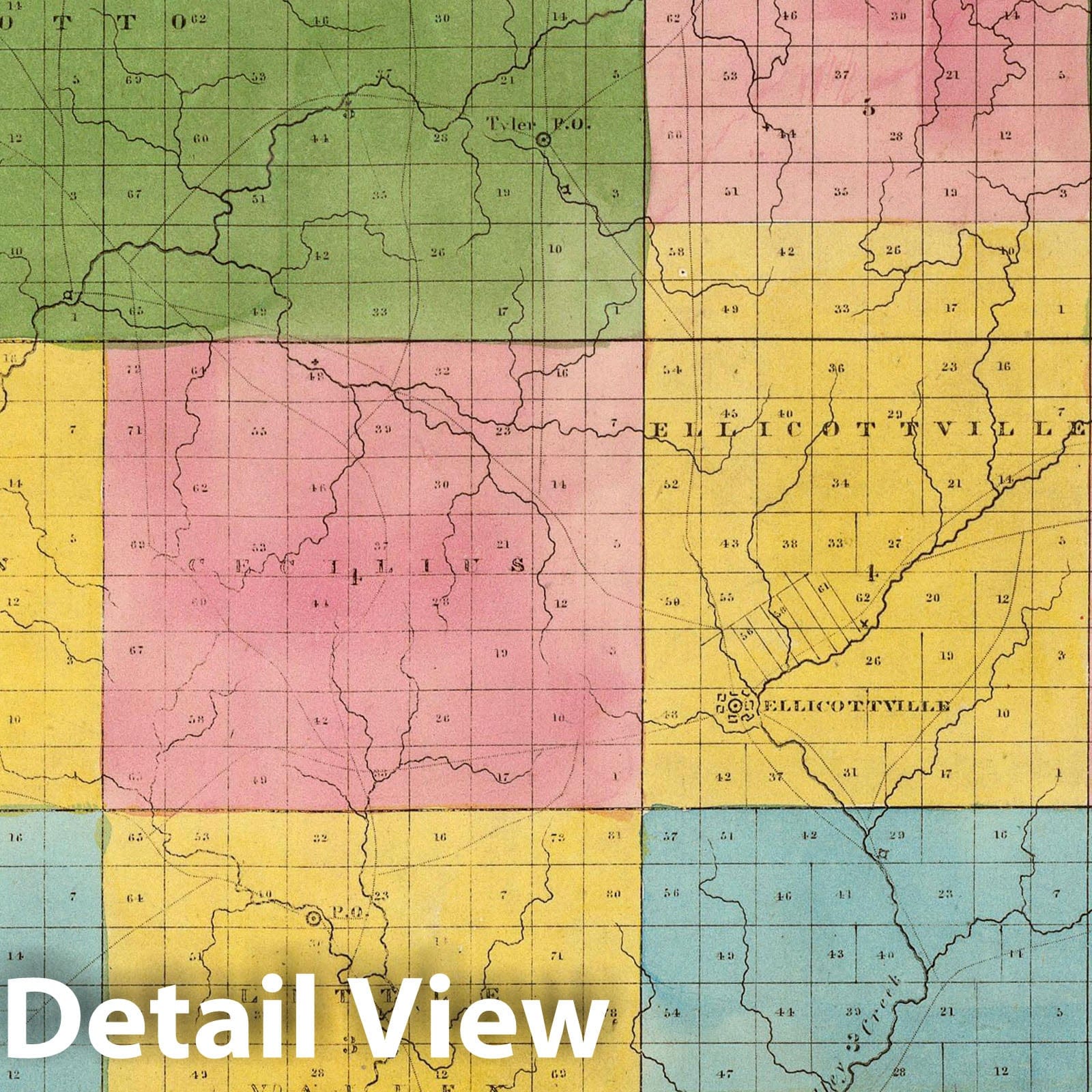 Cattaraugus County, New York - Physical Map, 1829 - Historical Map Print