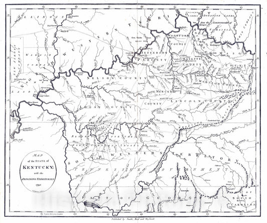 Historic Map - National Atlas - 1796 State of Kentucky. - Vintage Wall Art