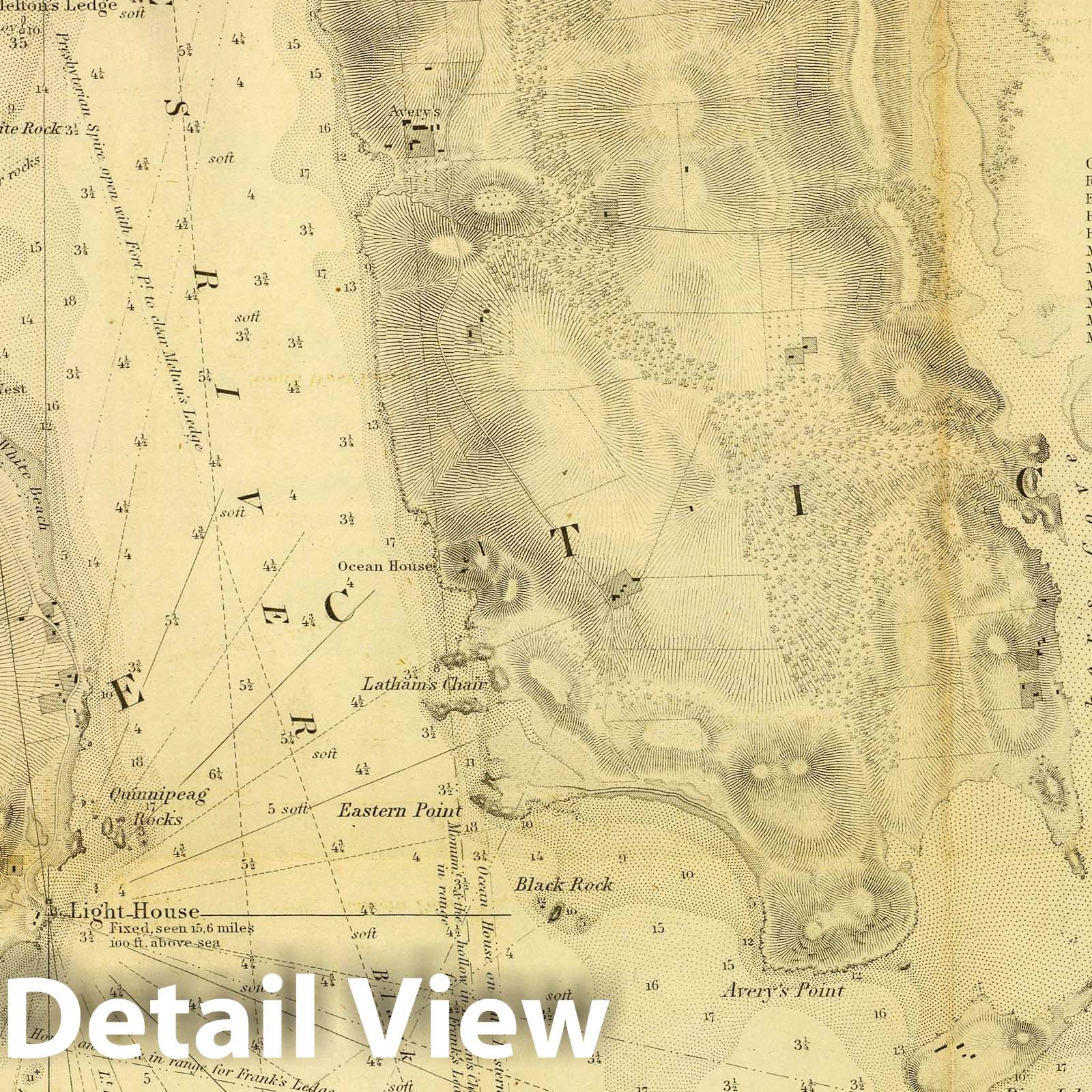New London Harbor, Connecticut - Nautical Chart, 1848