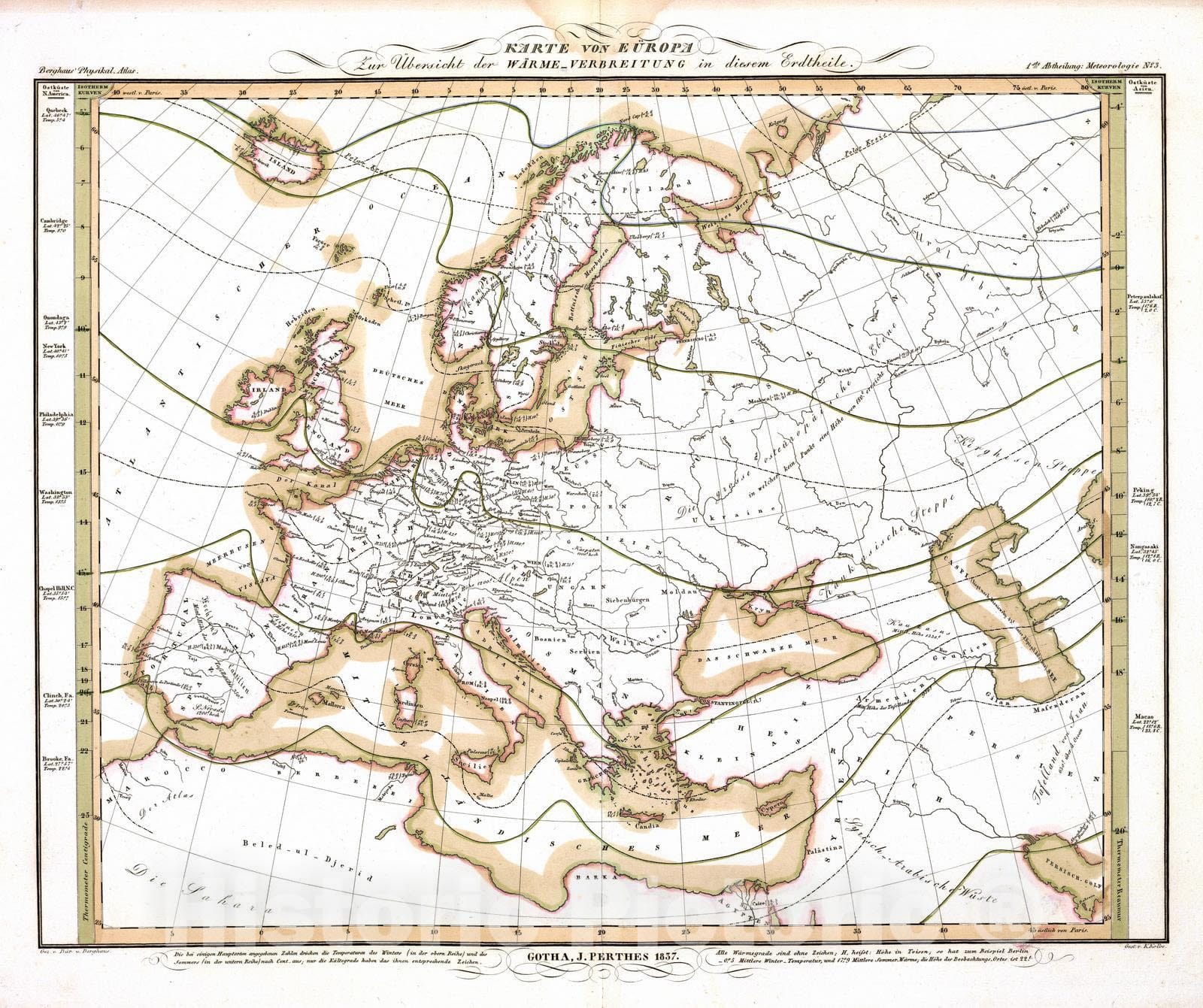 Historic Map : 1837 Karte Von Europa. - Vintage Wall Art